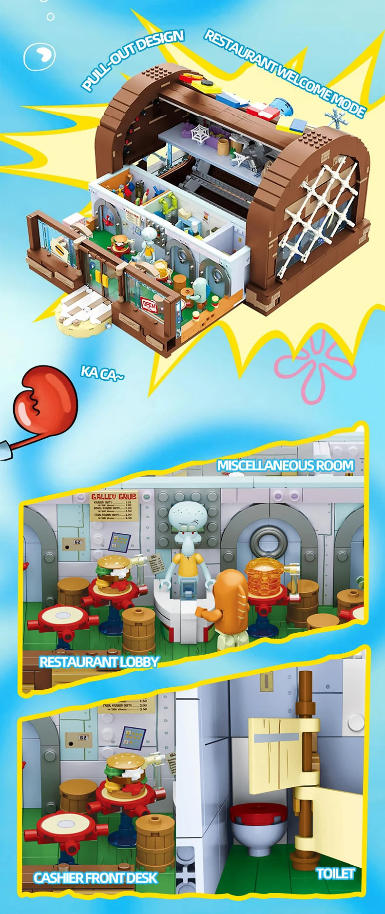 Krusty Krab Building Blocks – Cartoon Restaurant Model Set