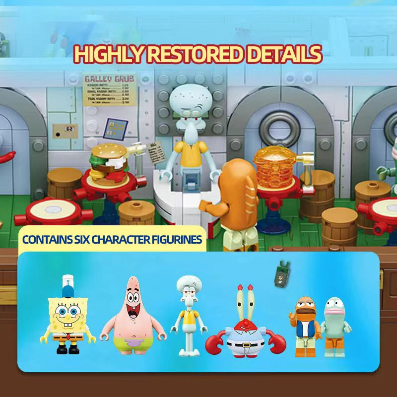 Krusty Krab Building Blocks – Cartoon Restaurant Model Set