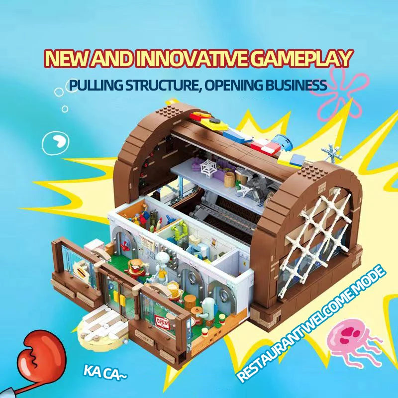 Krusty Krab Building Blocks – Cartoon Restaurant Model Set