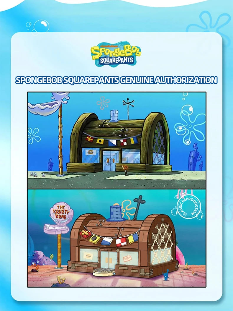 Krusty Krab Building Blocks – Cartoon Restaurant Model Set