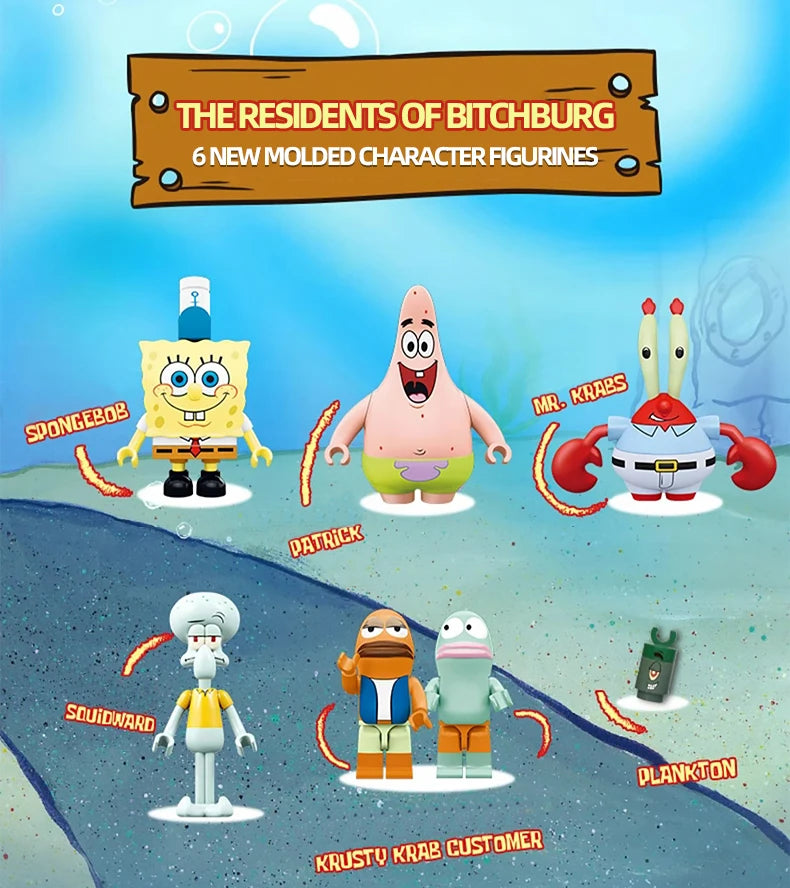 Krusty Krab Building Blocks – Cartoon Restaurant Model Set