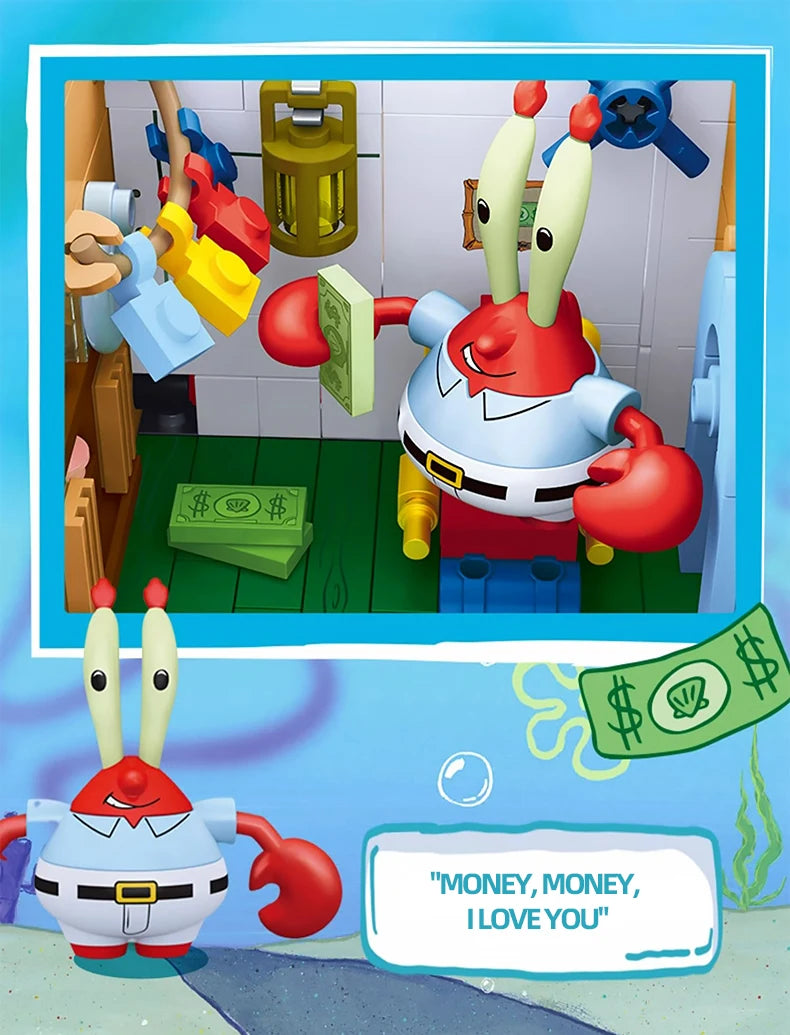 Krusty Krab Building Blocks – Cartoon Restaurant Model Set