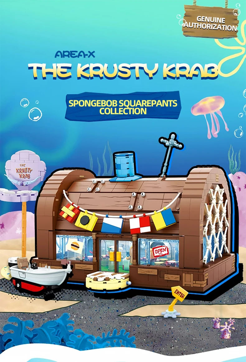 Krusty Krab Building Blocks – Cartoon Restaurant Model Set