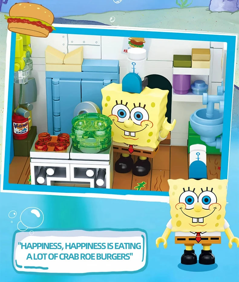 Krusty Krab Building Blocks – Cartoon Restaurant Model Set