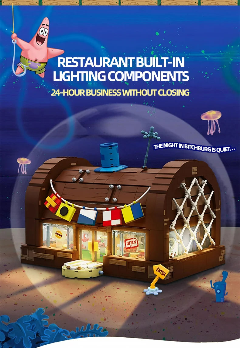 Krusty Krab Building Blocks – Cartoon Restaurant Model Set