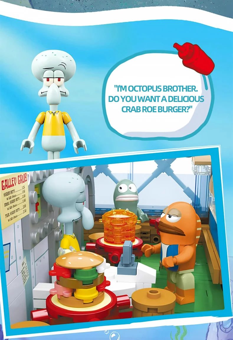 Krusty Krab Building Blocks – Cartoon Restaurant Model Set