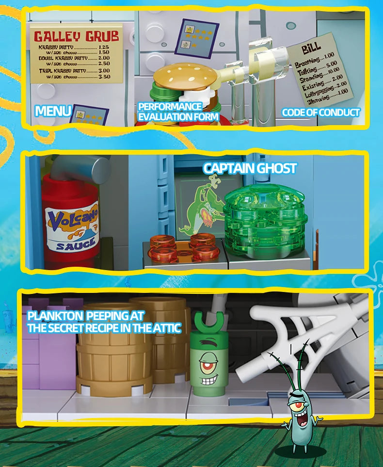 Krusty Krab Building Blocks – Cartoon Restaurant Model Set