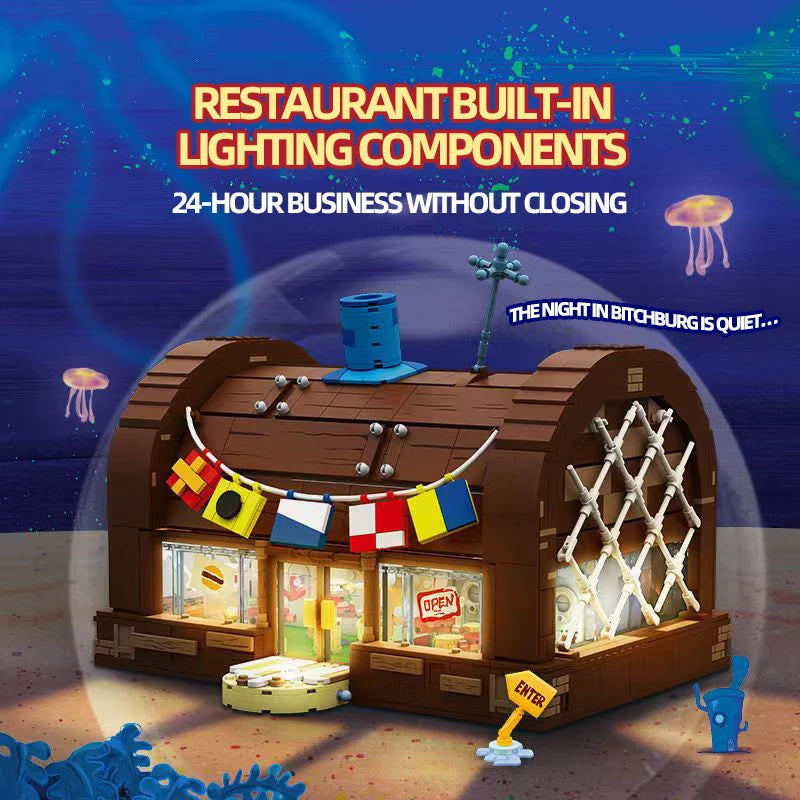 Krusty Krab Building Blocks – Cartoon Restaurant Model Set