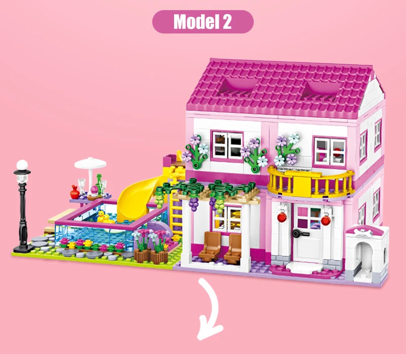 ZKZC 1018pcs Summer Villa Building Set – 3-in-1 House & Garden