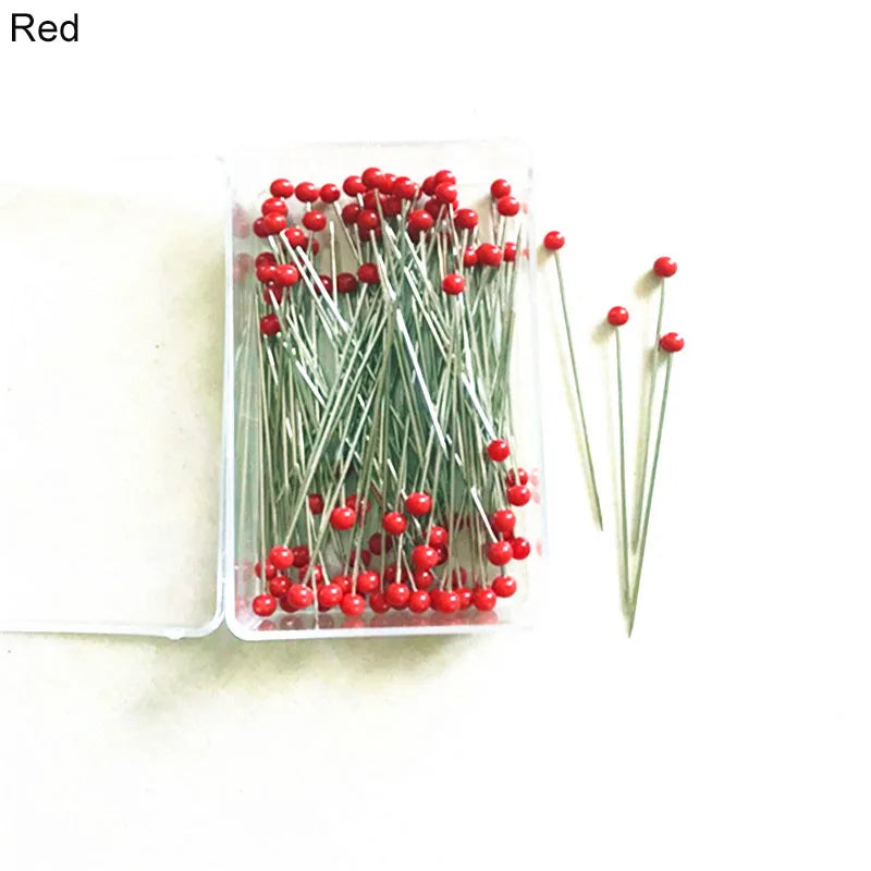 100pcs Glass Head Sewing Pins – 38mm Multicolor Quilting Pins