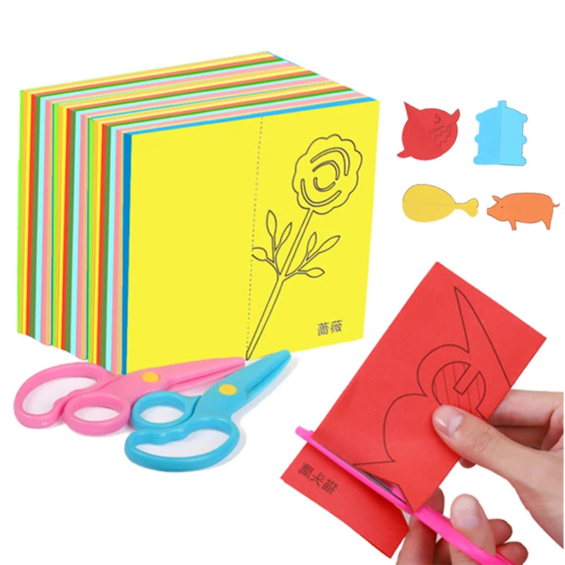 Kids Paper-Cutting Craft Set – Book & Child-Safe Scissors