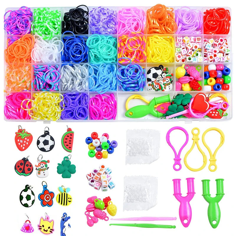 Colorful Loom Bands Bracelet Making Kit – 600-1500pcs DIY Set