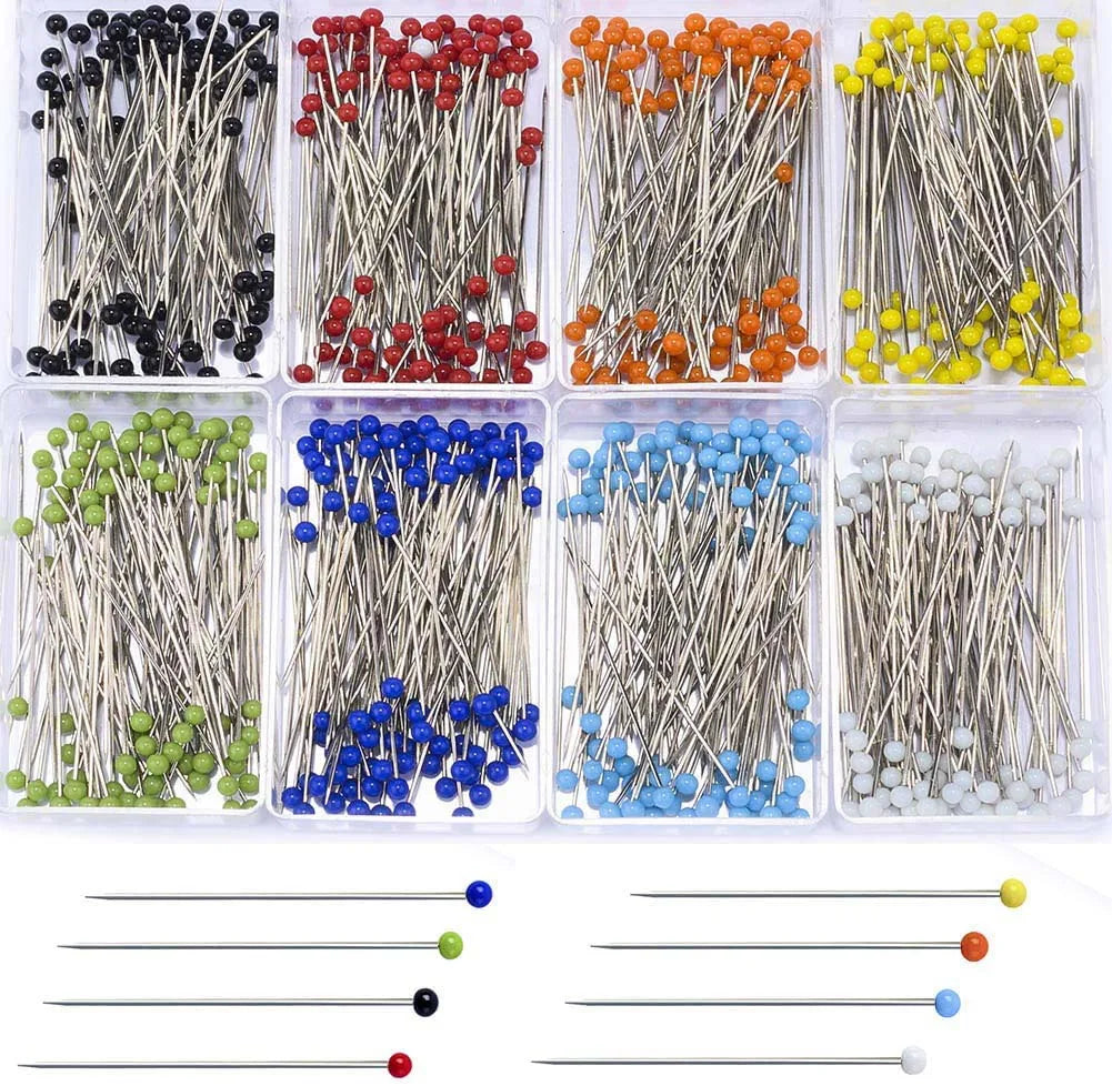 100pcs Glass Head Sewing Pins – 38mm Multicolor Quilting Pins