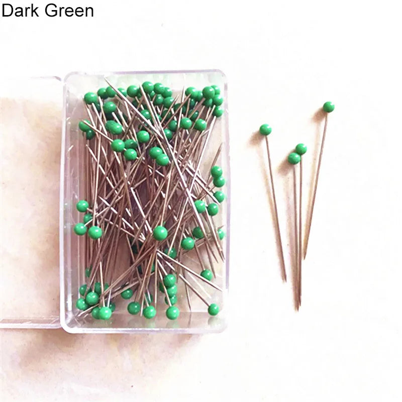 100pcs Glass Head Sewing Pins – 38mm Multicolor Quilting Pins