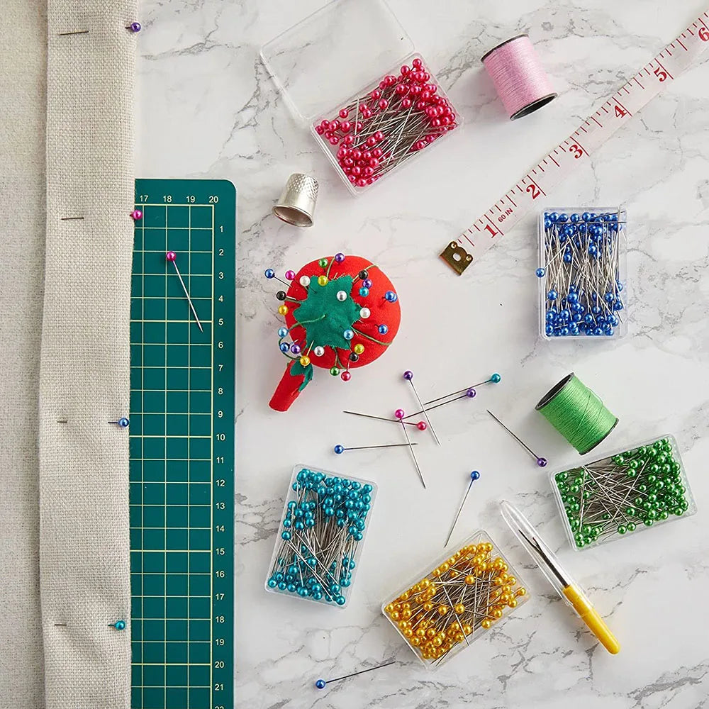 100pcs Glass Head Sewing Pins – 38mm Multicolor Quilting Pins