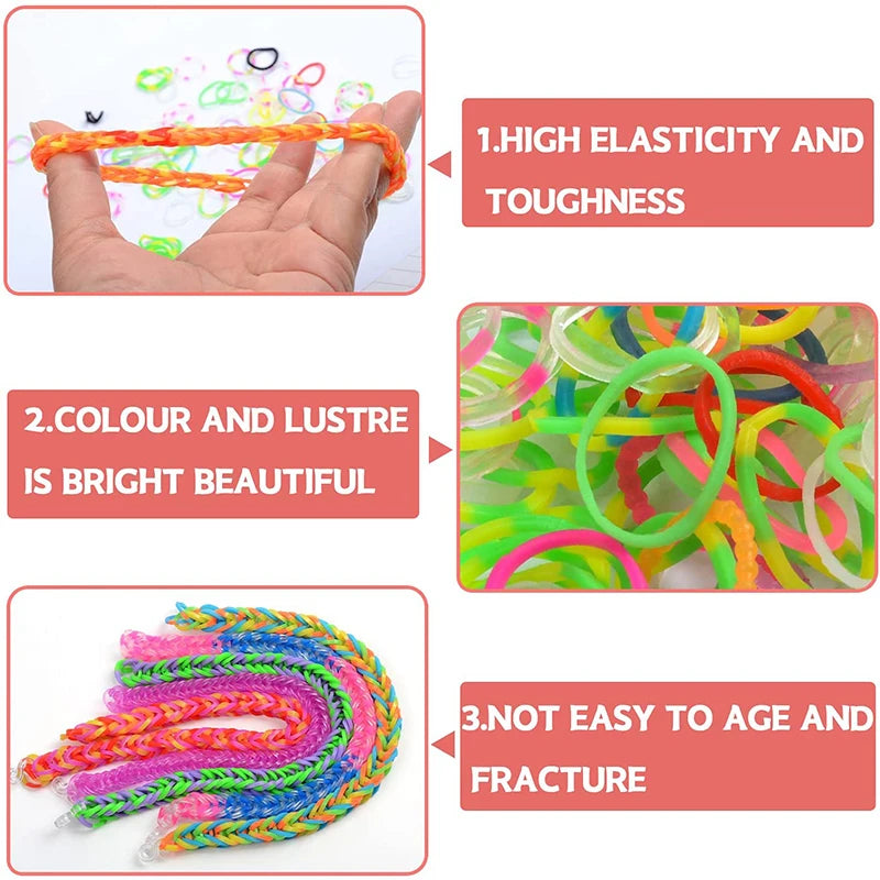 Colorful Loom Bands Bracelet Making Kit – 600-1500pcs DIY Set