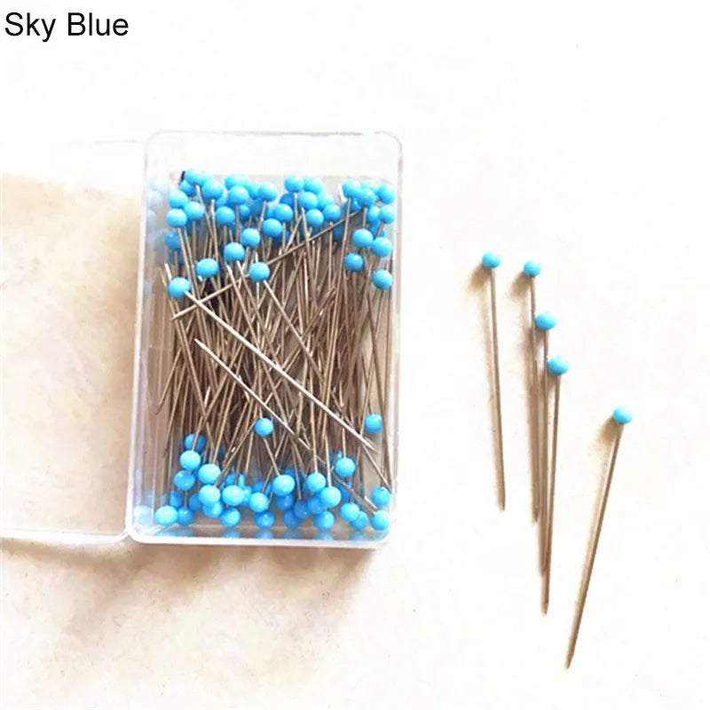100pcs Glass Head Sewing Pins – 38mm Multicolor Quilting Pins