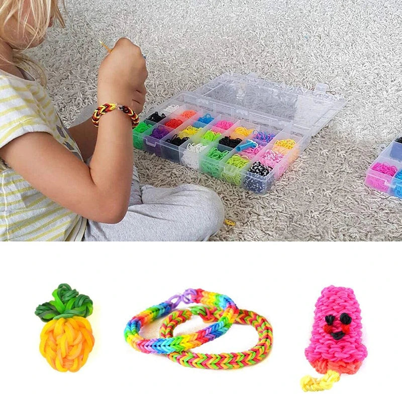 Colorful Loom Bands Bracelet Making Kit – 600-1500pcs DIY Set