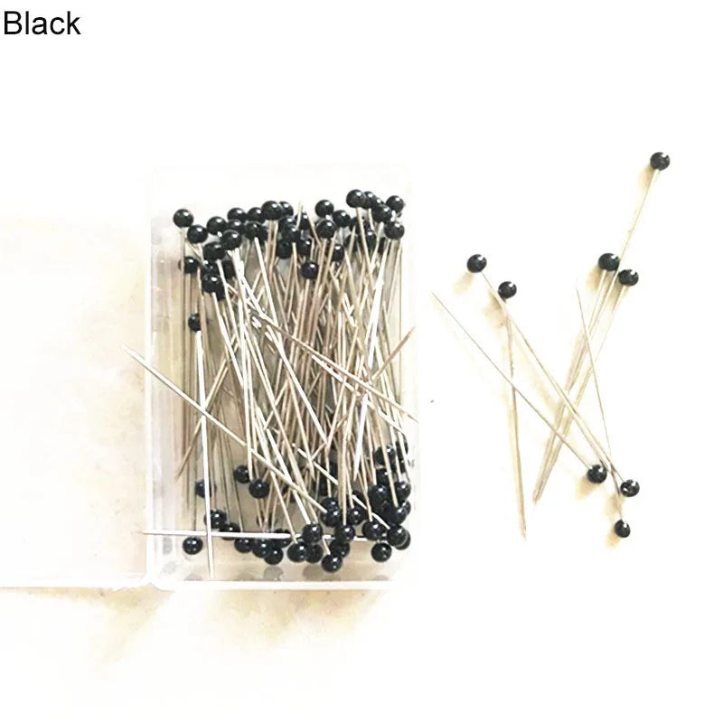 100pcs Glass Head Sewing Pins – 38mm Multicolor Quilting Pins