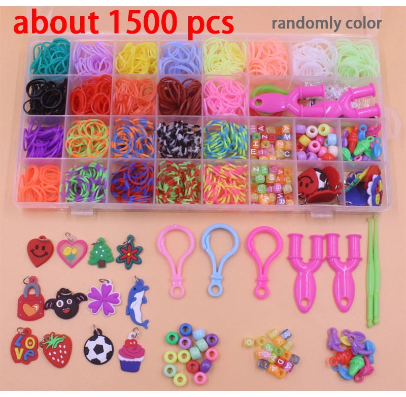 Colorful Loom Bands Bracelet Making Kit – 600-1500pcs DIY Set