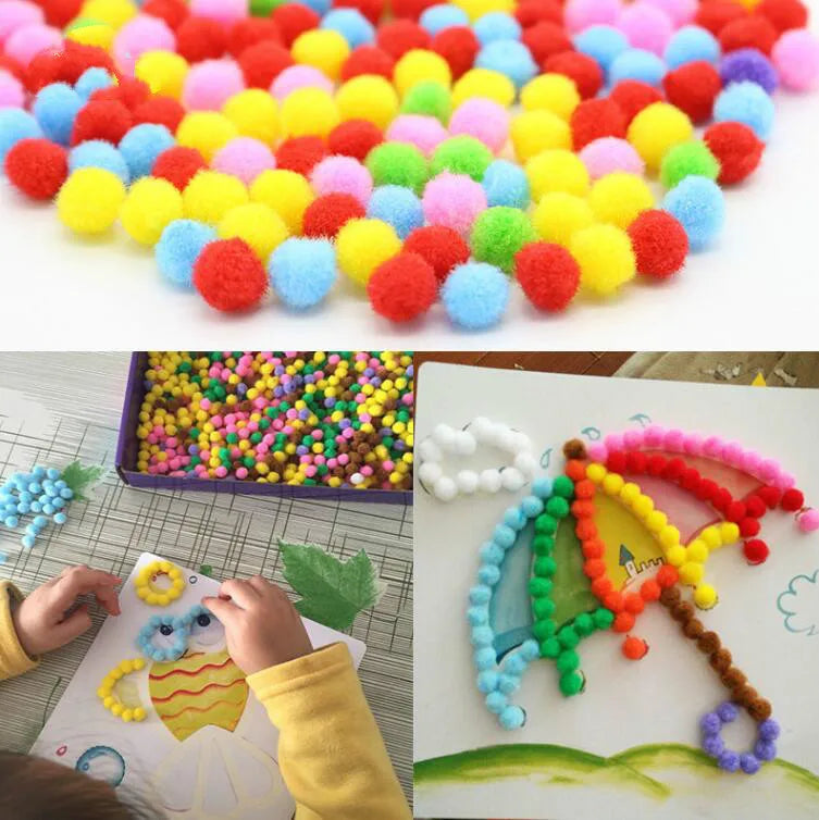 2-Pc Kids Plush Ball Painting Sticker Set – Creative DIY Craft Toy