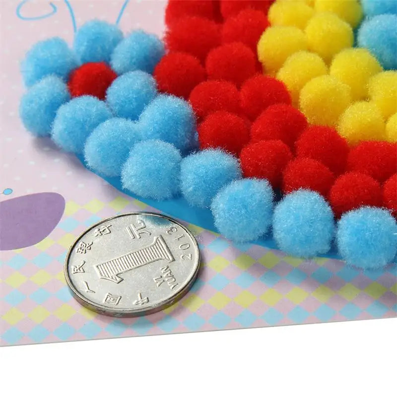 2-Pc Kids Plush Ball Painting Sticker Set – Creative DIY Craft Toy