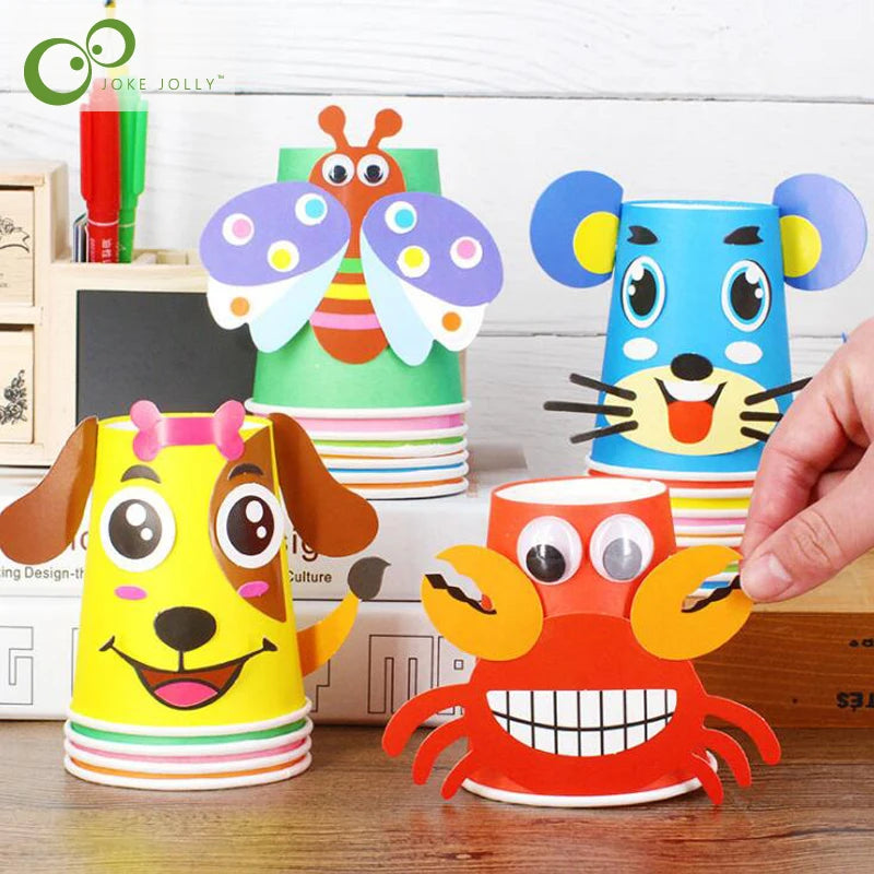 12pcs 3D DIY Paper Cup Sticker Kit – Kids Educational Craft Set