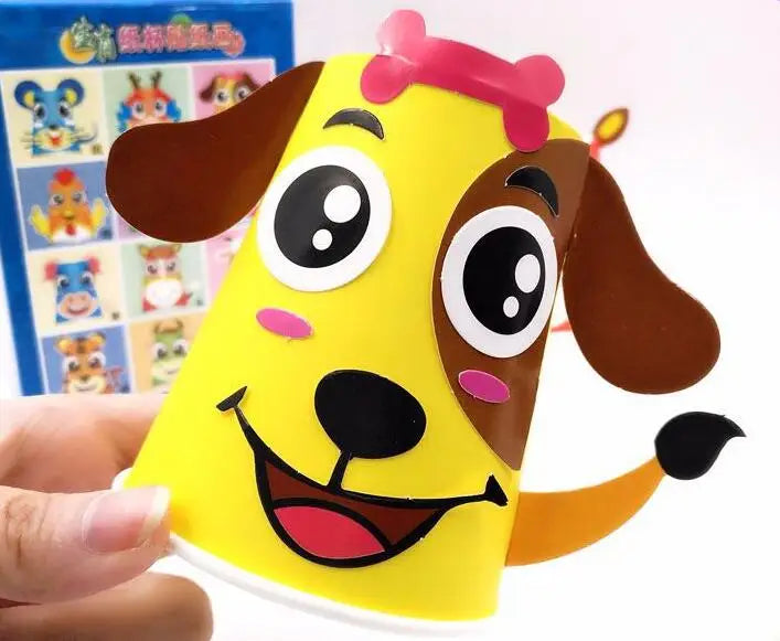 12pcs 3D DIY Paper Cup Sticker Kit – Kids Educational Craft Set