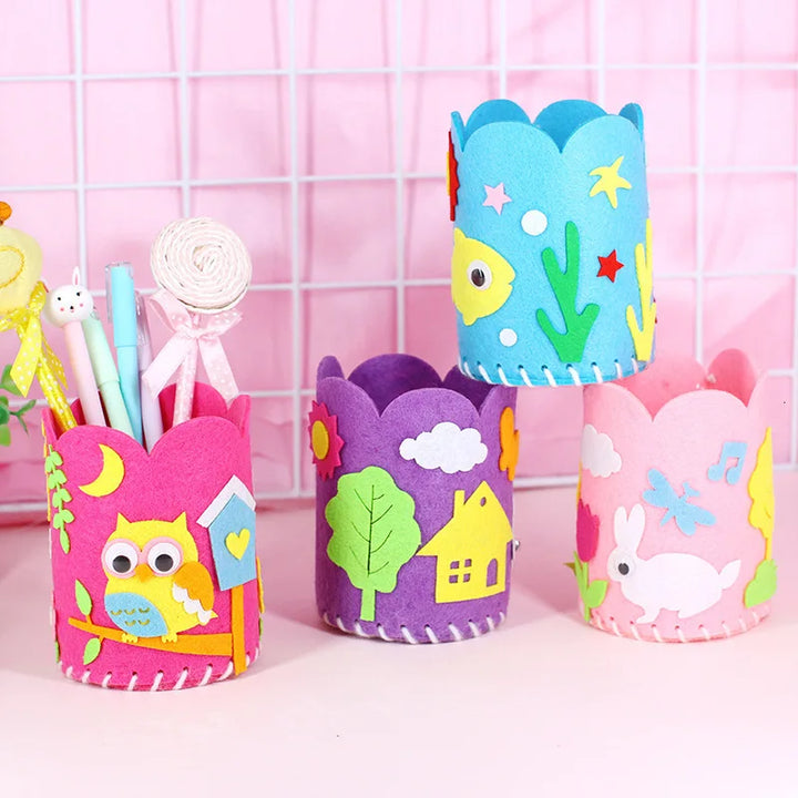 4pcs Kids DIY Pencil Holder Kit – Creative Craft Toy Set