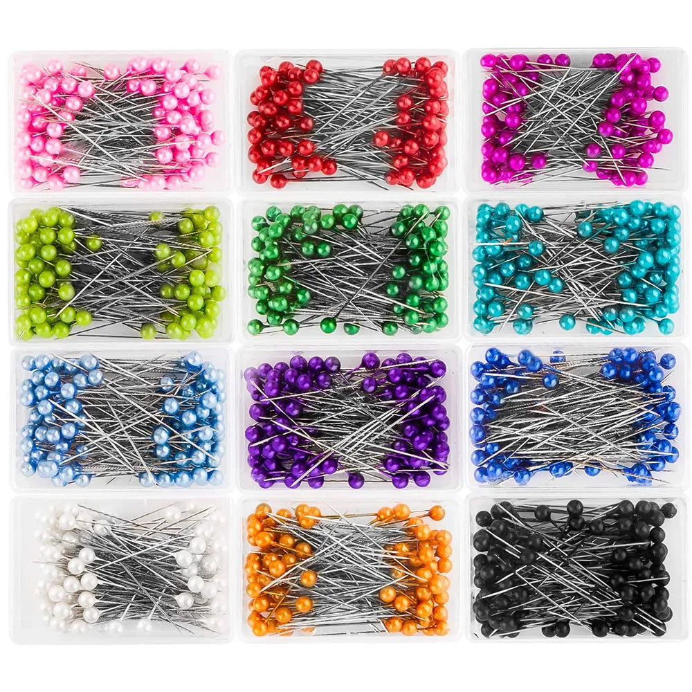 100pcs Glass Head Sewing Pins – 38mm Multicolor Quilting Pins