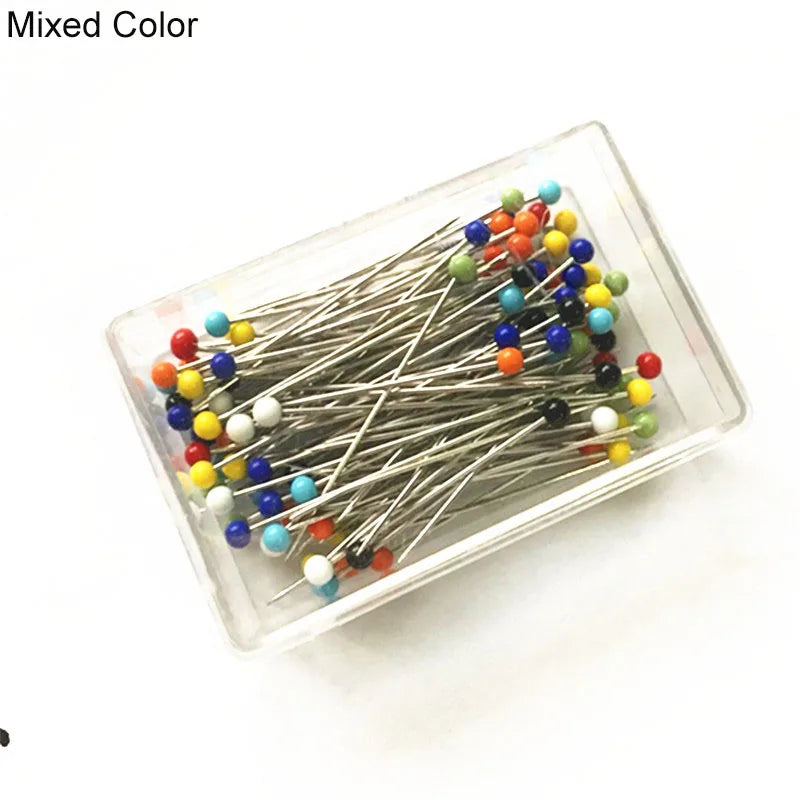 100pcs Glass Head Sewing Pins – 38mm Multicolor Quilting Pins