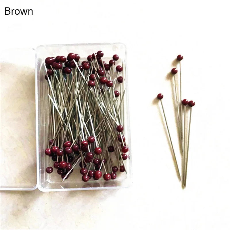100pcs Glass Head Sewing Pins – 38mm Multicolor Quilting Pins