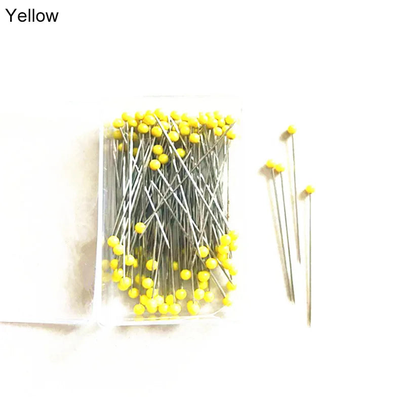 100pcs Glass Head Sewing Pins – 38mm Multicolor Quilting Pins