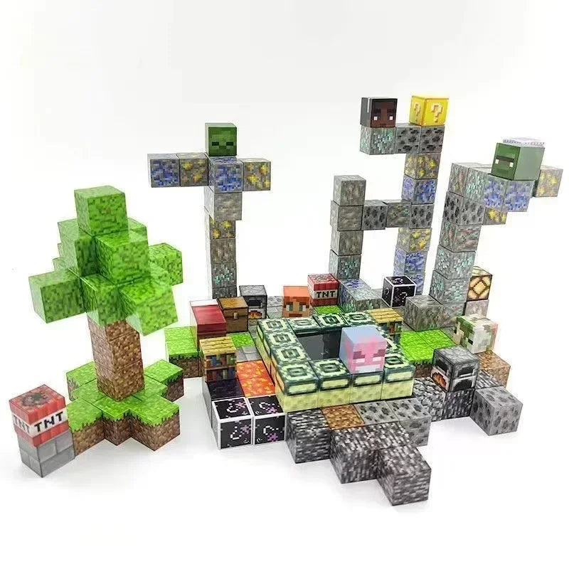 5pcs Magnetic Cube Blocks – Minecraft-Inspired Puzzle Toy Set