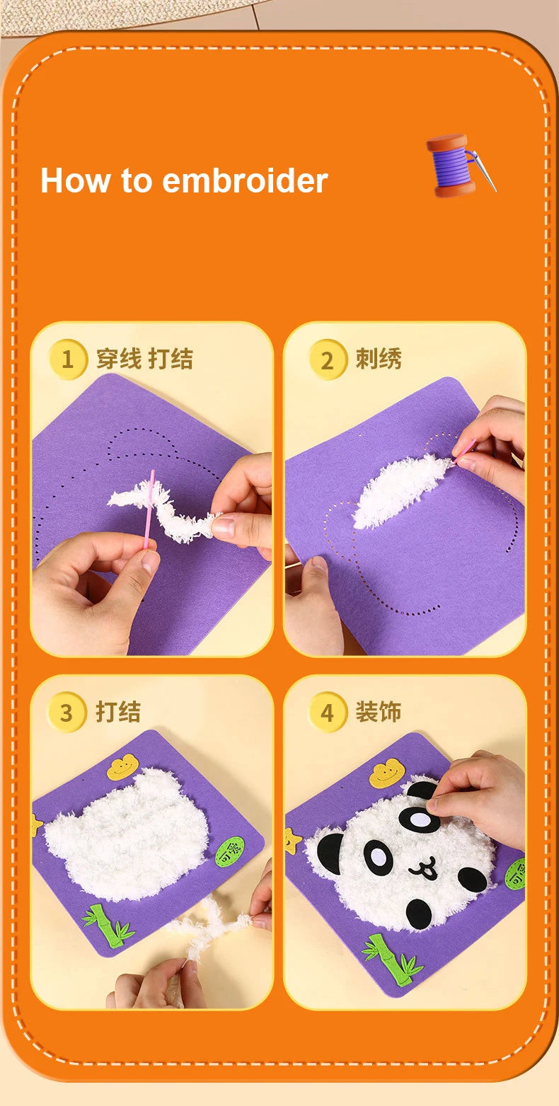 Cartoon Animal Punch Needle Kit – Beginner DIY Embroidery Set