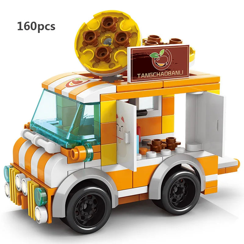 Mini Shop Market Street View – Hamburger & Retail Building Blocks