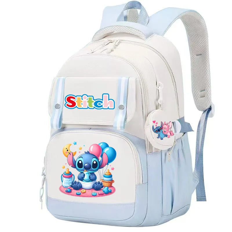 Stitch Pink & Black Backpack – Kids’ Schoolbag with Coin Purse