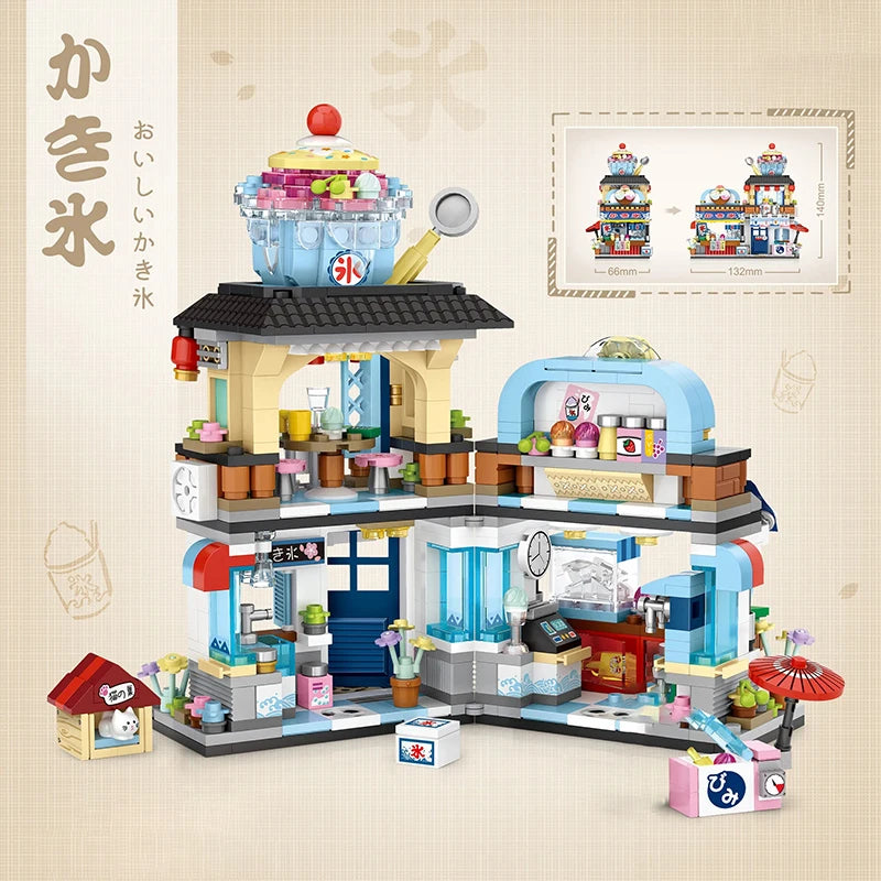 Street View Building Block Set – Mini Shops & Tea House Models