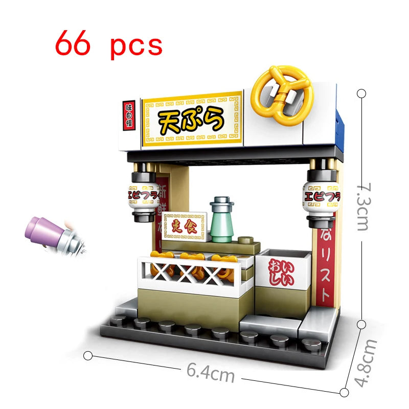 Mini Shop Market Street View – Hamburger & Retail Building Blocks