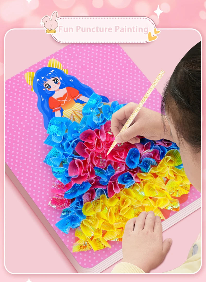 Puzzle Puncture Painting Card Set – DIY Princess & Animal Art Craft