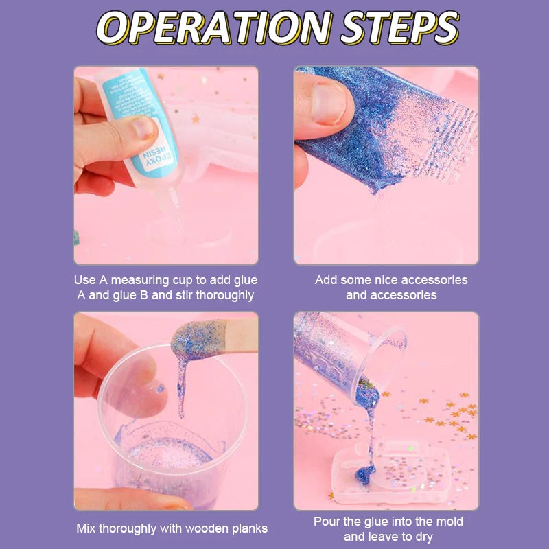 Kids DIY Crystal Glue Keychain Set