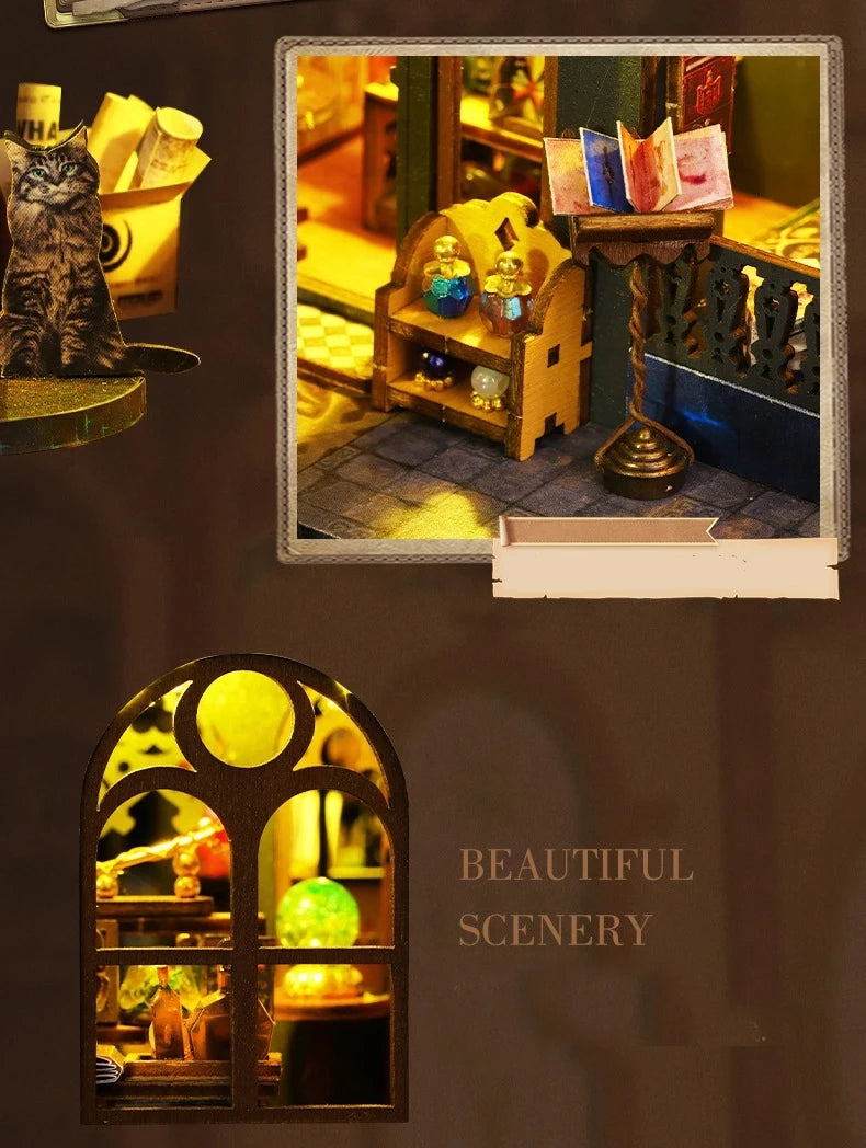 Wooden DIY Miniature Dollhouse – Big Case with Furniture Set