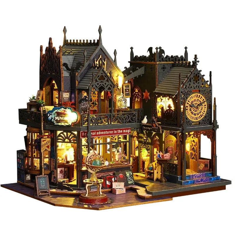 Wooden DIY Miniature Dollhouse – Big Case with Furniture Set
