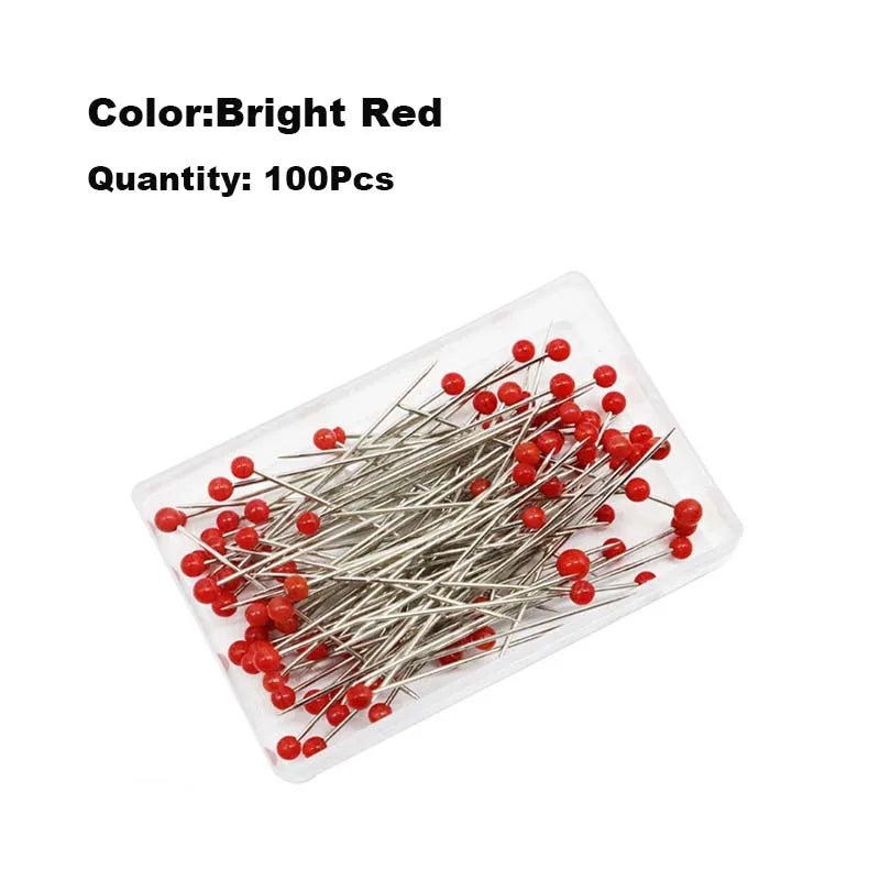 100pcs Glass Head Sewing Pins – 38mm Multicolor Quilting Pins