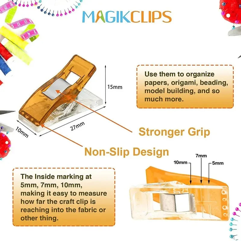 10-50pcs Multipurpose Sewing Clips – Plastic Craft & Quilting Clamps