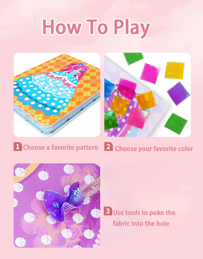 Puzzle Puncture Painting Card Set – DIY Princess & Animal Art Craft