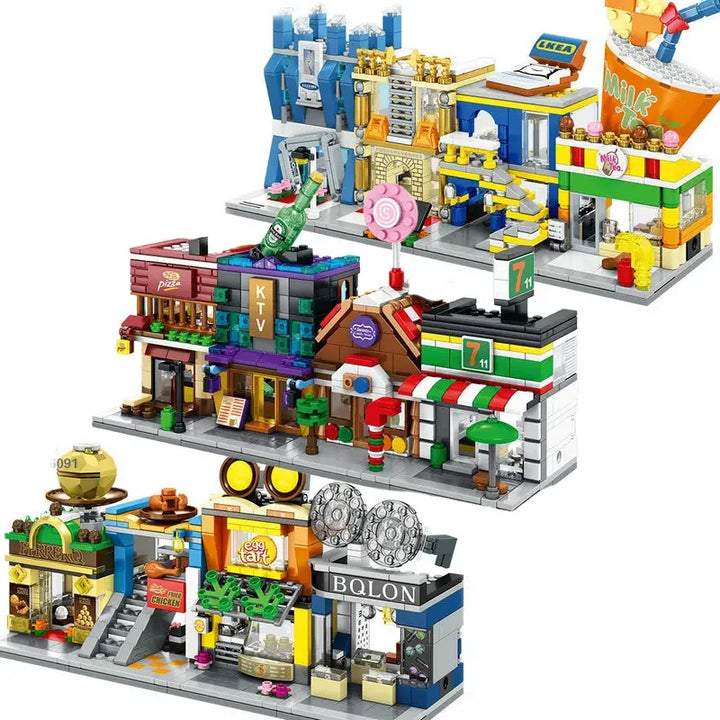 Mini City Street Snack Shop Blocks – Compatible Building Set