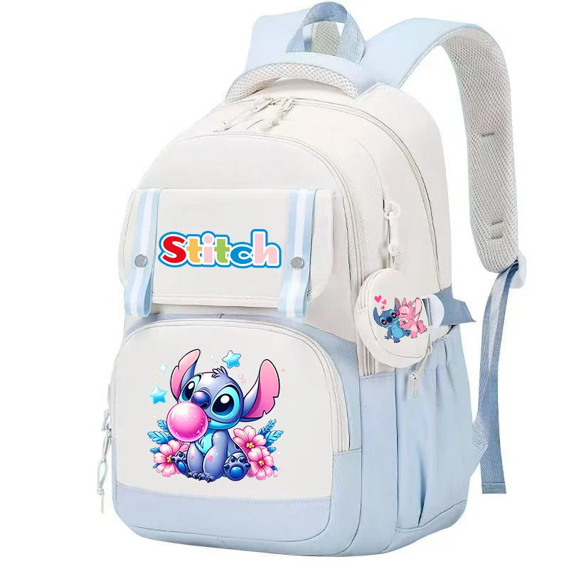 Stitch Pink & Black Backpack – Kids’ Schoolbag with Coin Purse