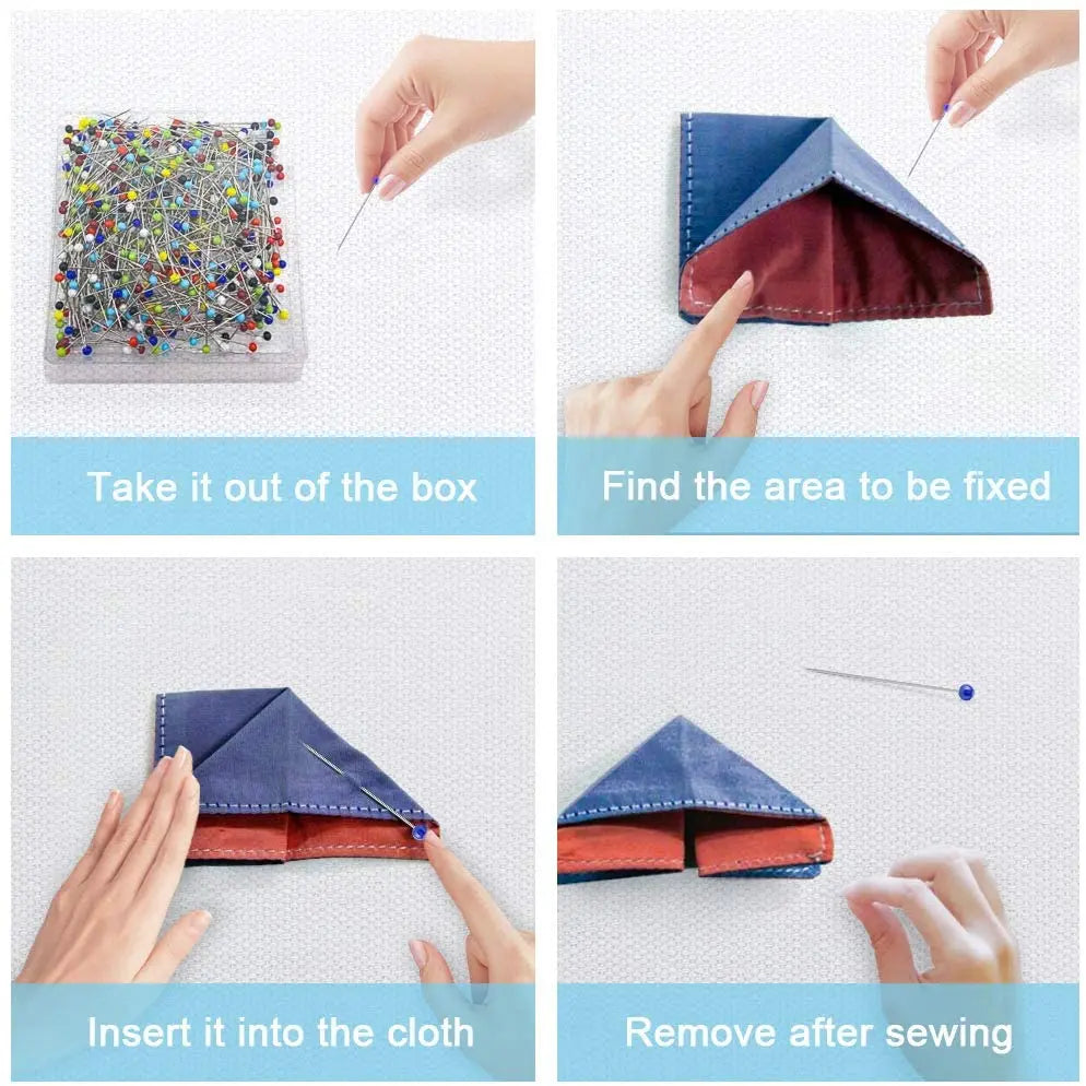 100pcs Glass Head Sewing Pins – 38mm Multicolor Quilting Pins