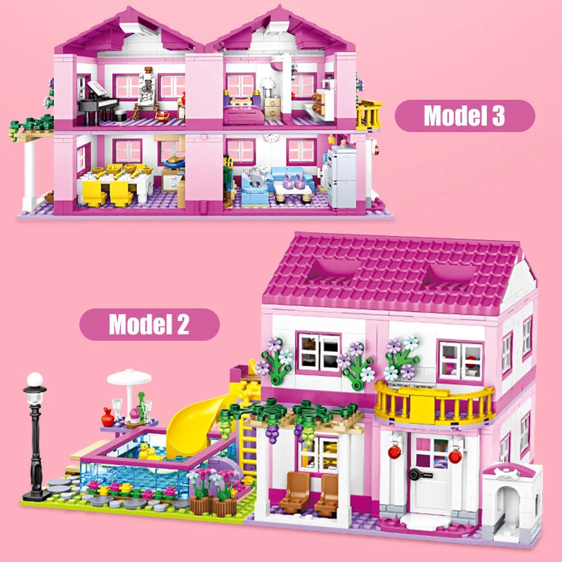 ZKZC 1018pcs Summer Villa Building Set – 3-in-1 House & Garden